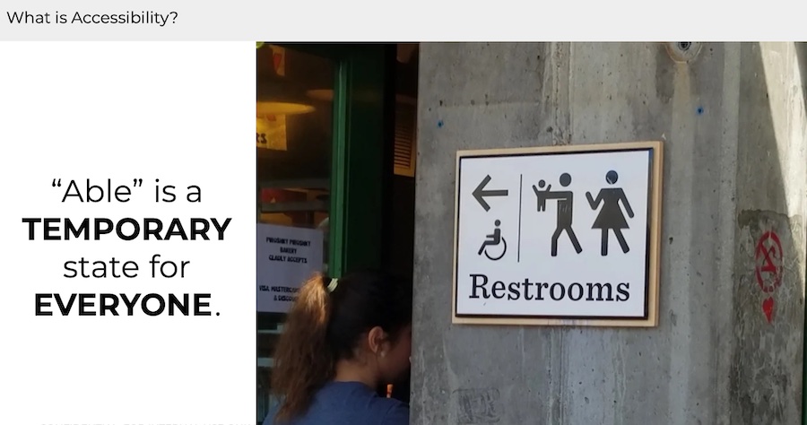 A slide reading 'Able is a temporary state for everyone'